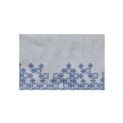 NEMÉE BLUE AND GRAY COTTON AND SILK SCARF