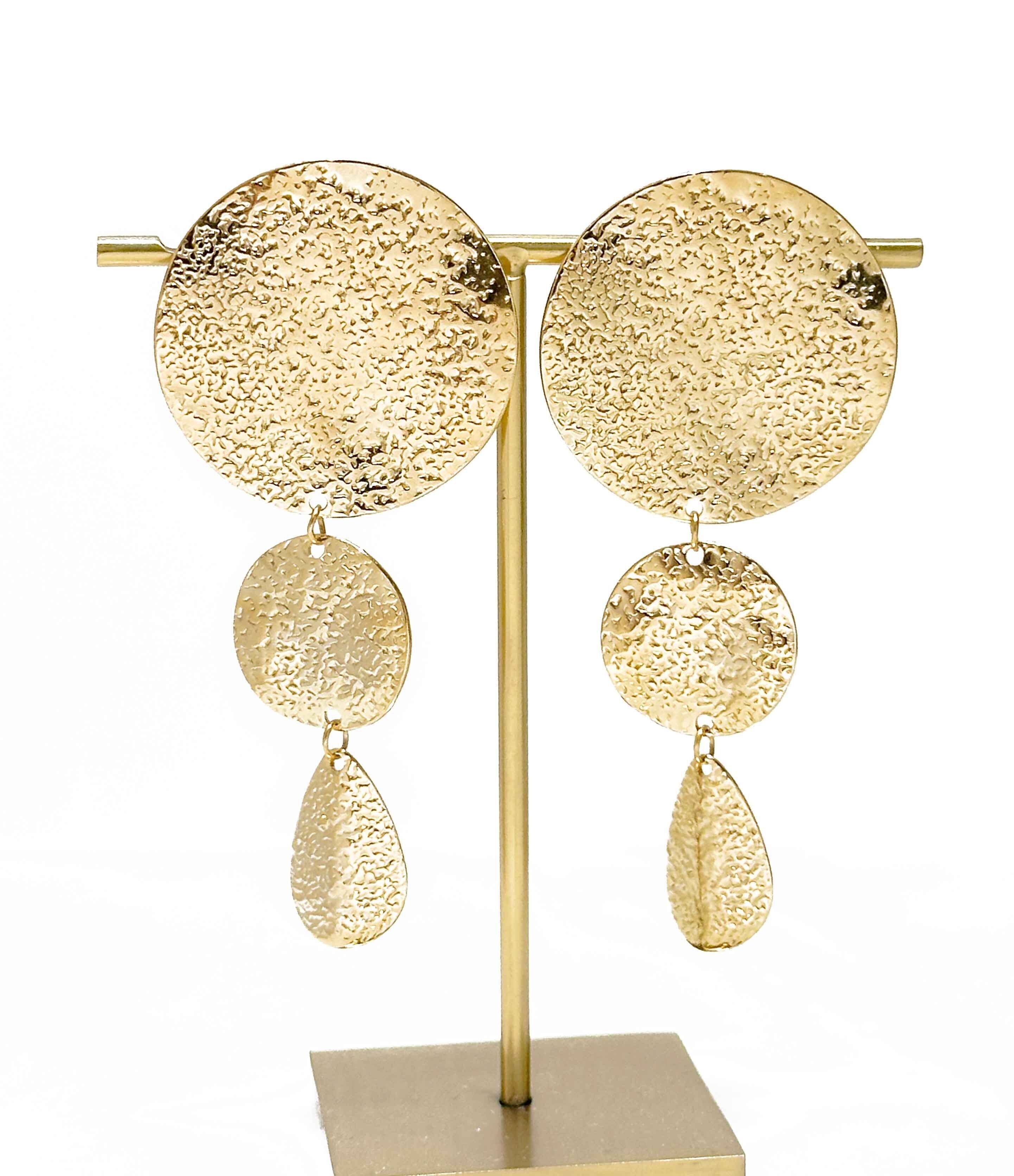 Orecchini lunghi martellati - acciaio inossidabile 316L