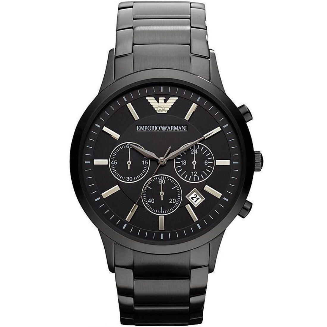 OROLOGIO DA UOMO EMPORIO ARMANI AR2453 IN ACCIAIO INOX CON BRACCIALE NERO E QUADRANTE NERO CON CASSA NERA CRONOGRAFO
