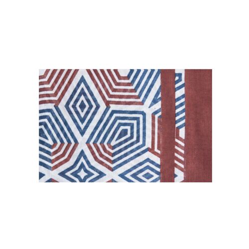 Parnès écharpe en viscose bleu, gris clair et rouge