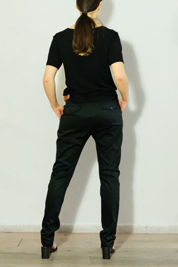 Pantalon à ceinture latérale avec détail de ceinture asymétrique unique - Noir, paquet de 4 4