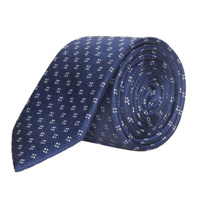 Adonis - cravate en soie bleu à motif pois blanc