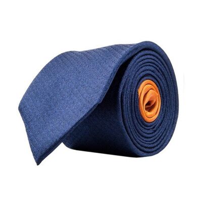 Ullys - cravate en soie bleu marine et orange