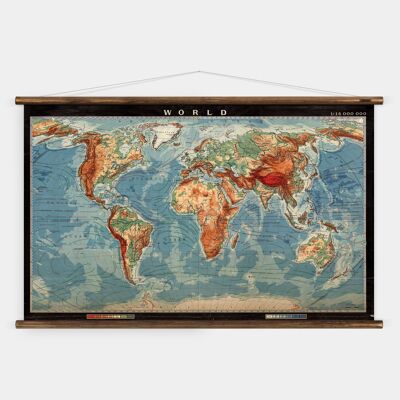 World Physical Relief Map - 112x76 cm