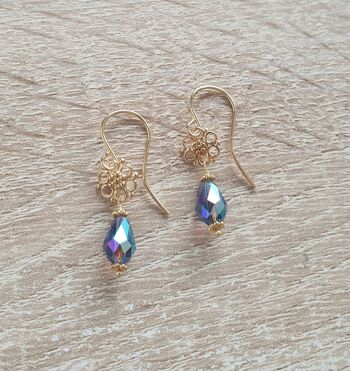 Boucles d'oreilles fleur en or avec cristaux de tanzanite AB 3