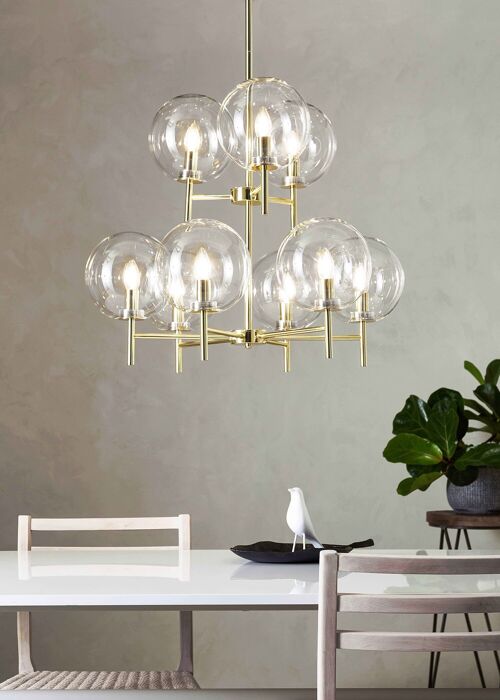 CROWN Pendant 9L Brass/Clear