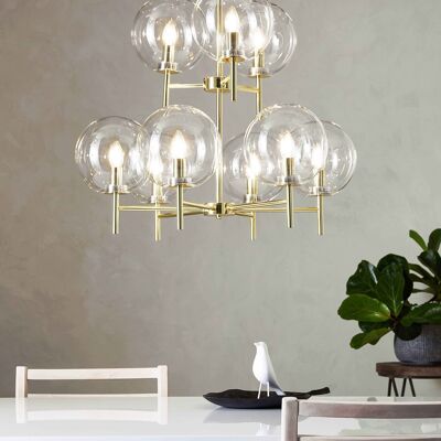 CROWN Pendant 9L Brass/Clear