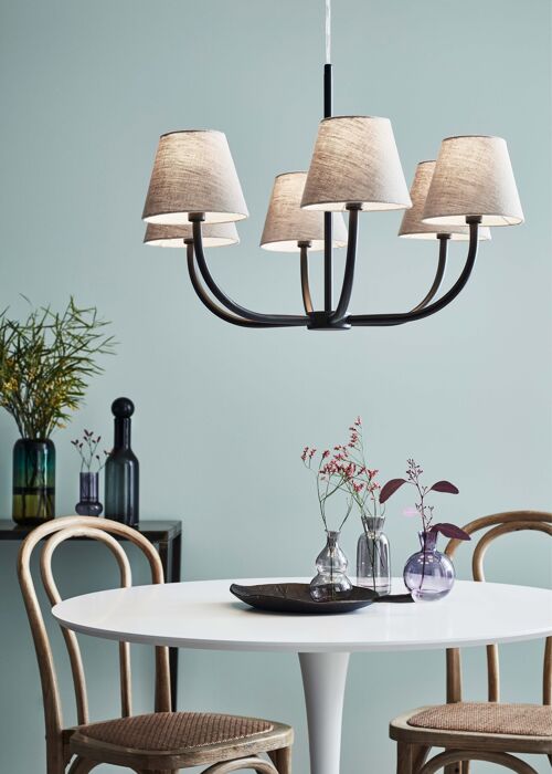 COZY Chandelier 6L Black/Beige