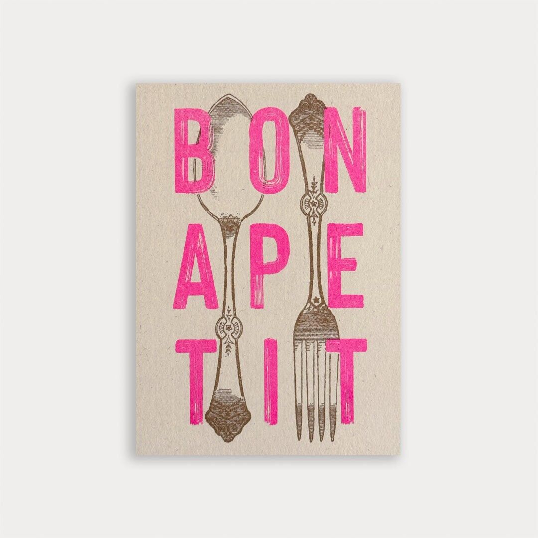 Cartolina / Errore di battitura / Bon Apetit / Rosa