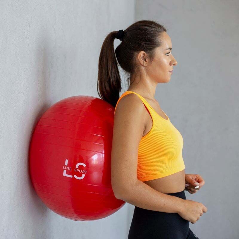 Gymnastikball 55cm für Übungen mit Pumpe ROT | Fitnessball