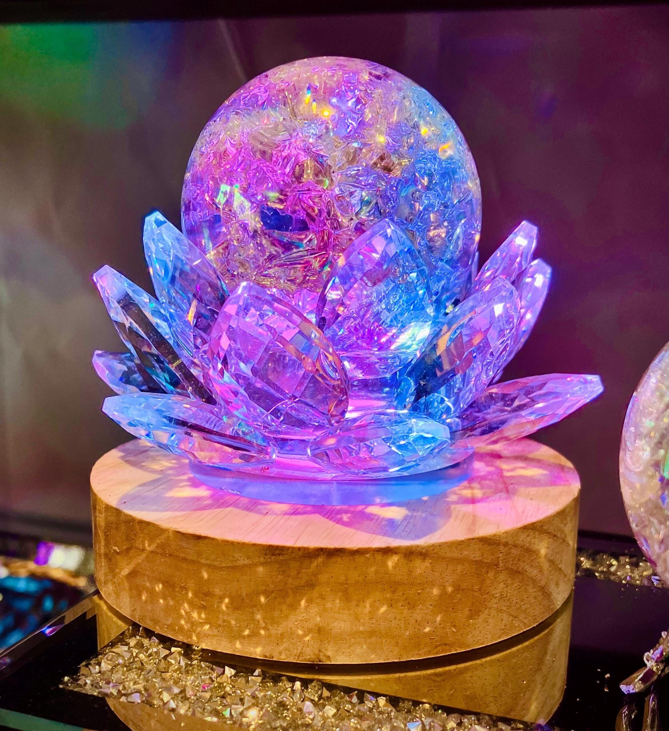 Lampada USB loto arcobaleno cristallo aura sfera incrinata