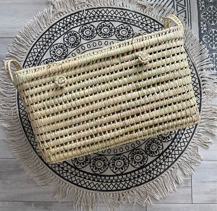 🌿 Malle Coffre L – Baule portaoggetti per palme intrecciato a mano