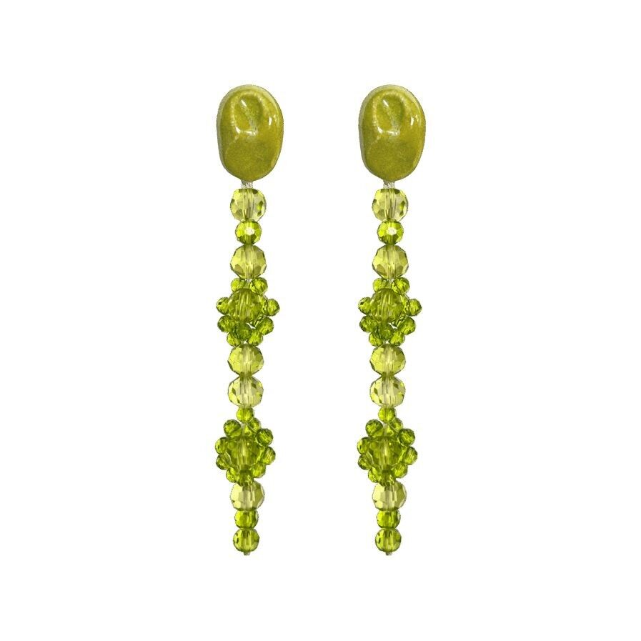 Boucles d'oreilles légères en céramique et verre citron vert - NOUVEAU