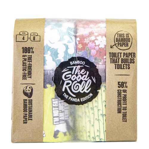 Bamboo Toiletpaper - 4 Paperbags with 4 BAMBOO toilet rolls - The Panda Edition - 2 layers