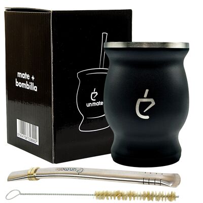 Yerba mate tea set Combo Acero: inox calebasse, bombilla and brush