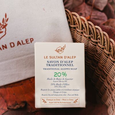 Jabón tradicional de Alepo 20% 200 G