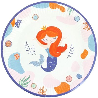 6 platos de coral sirena - reciclables