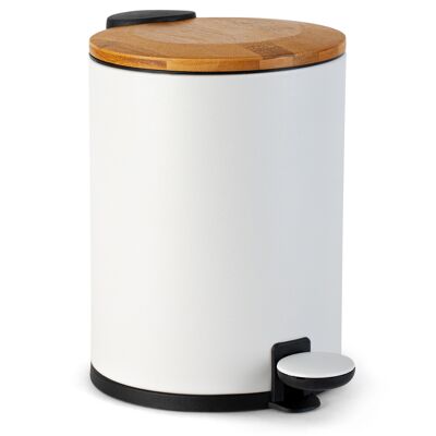 KAZAI.® Bamboo Bathroom Bin | Soft-Close and Non-Slip | 3 Liters | White