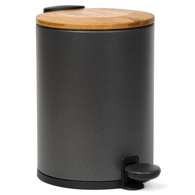 KAZAI.® Bamboo Bathroom Bin | Soft-Close and Non-Slip | 3 Liters | Black