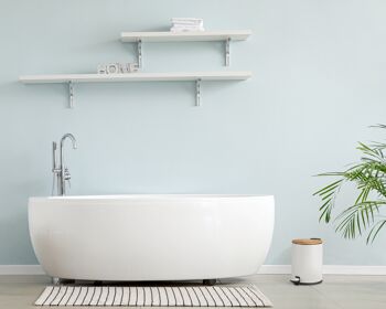 Poubelle de salle de bain en bambou KAZAI.® | Soft-Close et antidérapant | 5 litres | blanche 7
