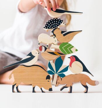 Ensemble d'animaux de la forêt, jouet en bois pour enfants, 3-8 ans 7