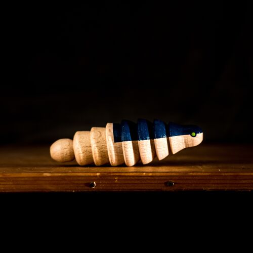 Glow in the dark firefly - blue, wooden toy for kids, outdoor play, age 3-10