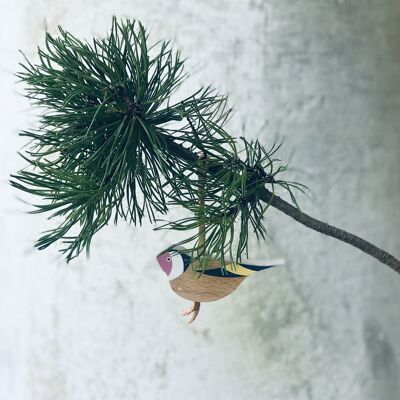 Ornement d'oiseau - chardonneret, ornement en bois, pépinière, décoration