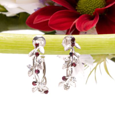 Red Babylon hoop earrings: silver and garnet