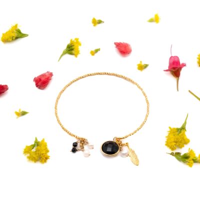 Black Capucine bangle: black onyx, bracelet gilded with fine gold