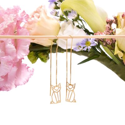 Gold origami cat earrings: Alinéa collection