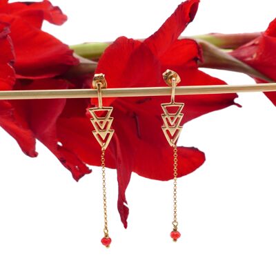 Triangle earrings: red