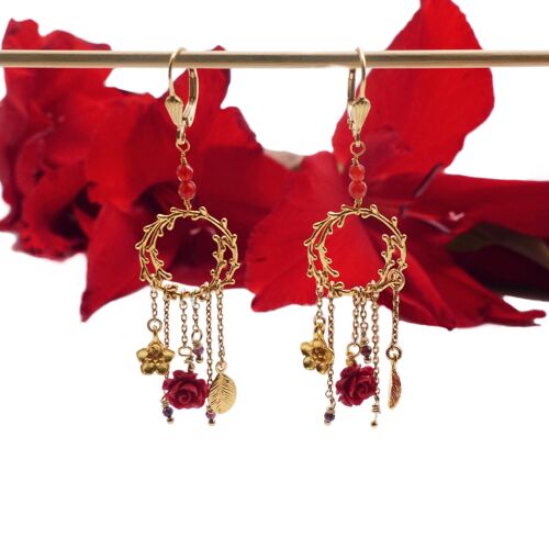 Boucles d’oreilles Athéna : rouge