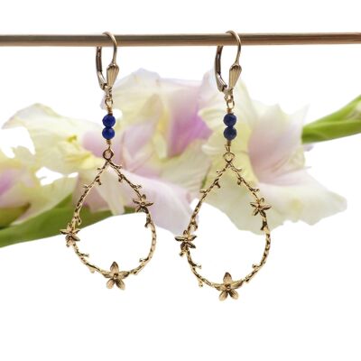 Florina earrings gilded with fine gold: blue