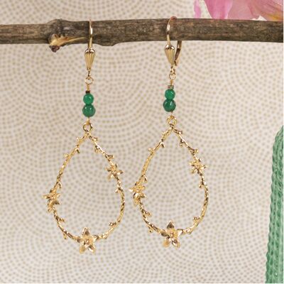 Florina earrings gilded with fine gold: green