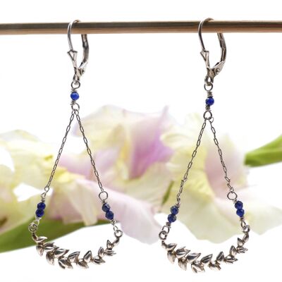 Silver Venus earrings: lapis lazuli (blue)