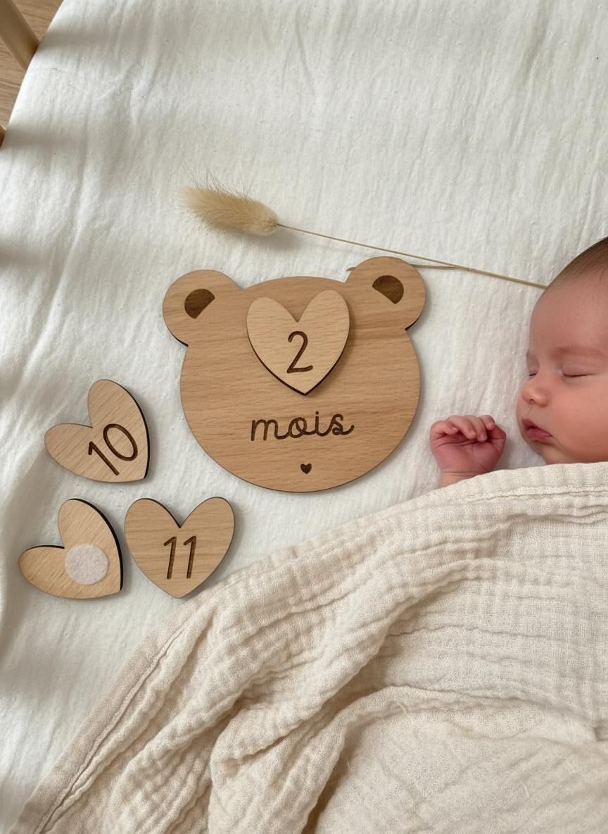 "KLEINER BÄR" austauschbare Meilensteinkarten 12 Monate