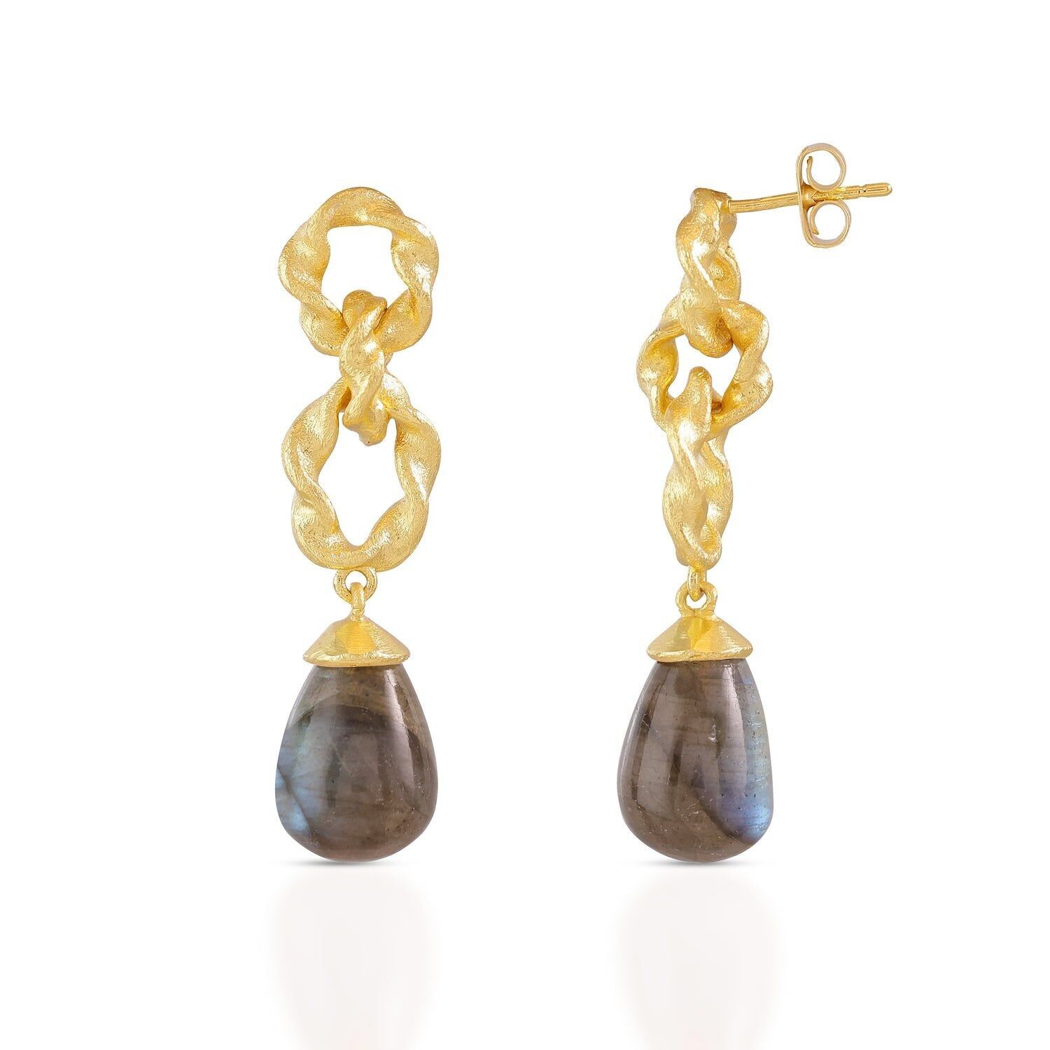 AZUNI Moirai Double Twisted Loops Earrings Labradoritez with Gift Box