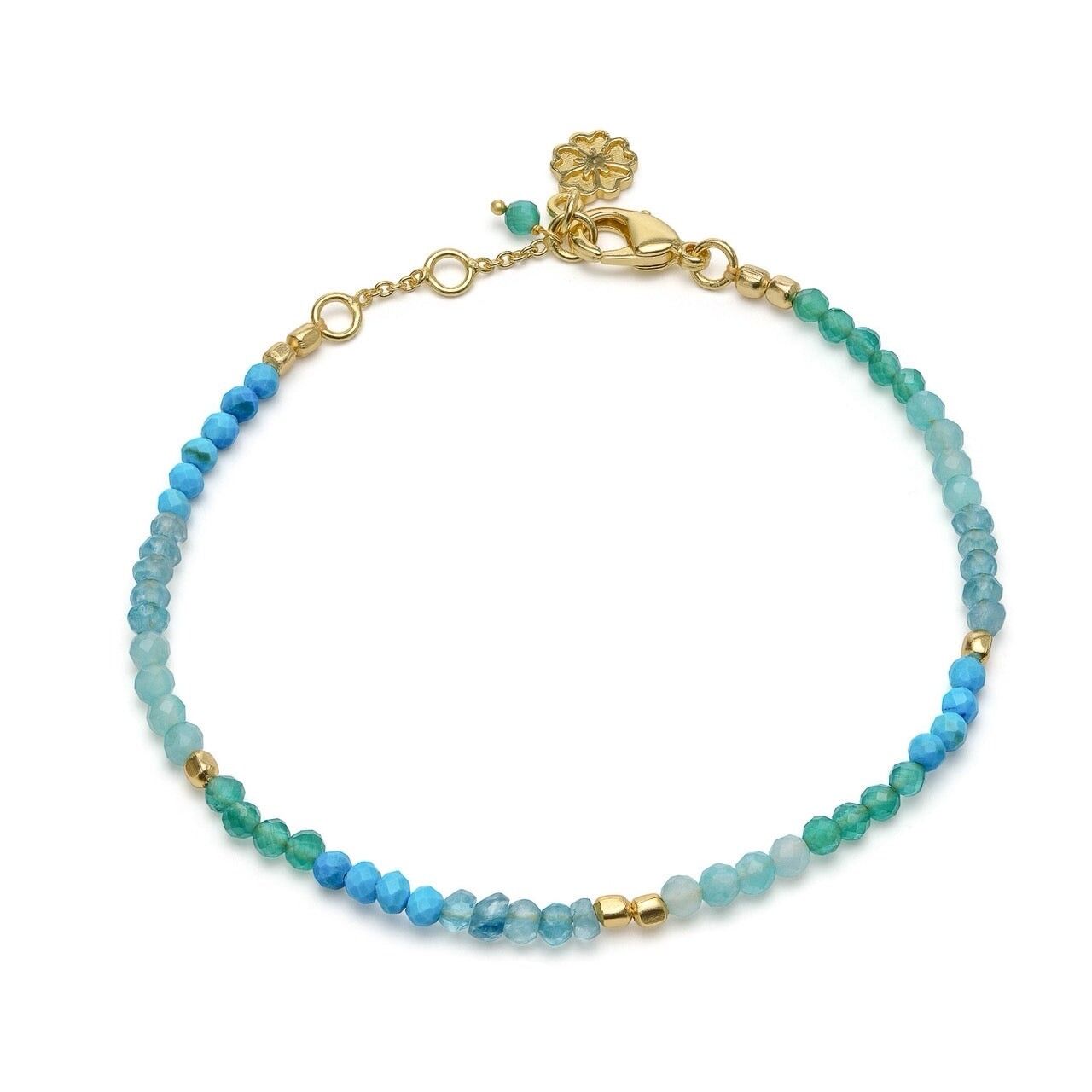 AZUNI Milos Mixed Gemstone Beaded Bracelet Amazonite, Copper Turquoise & Green Jadez with Gift Box