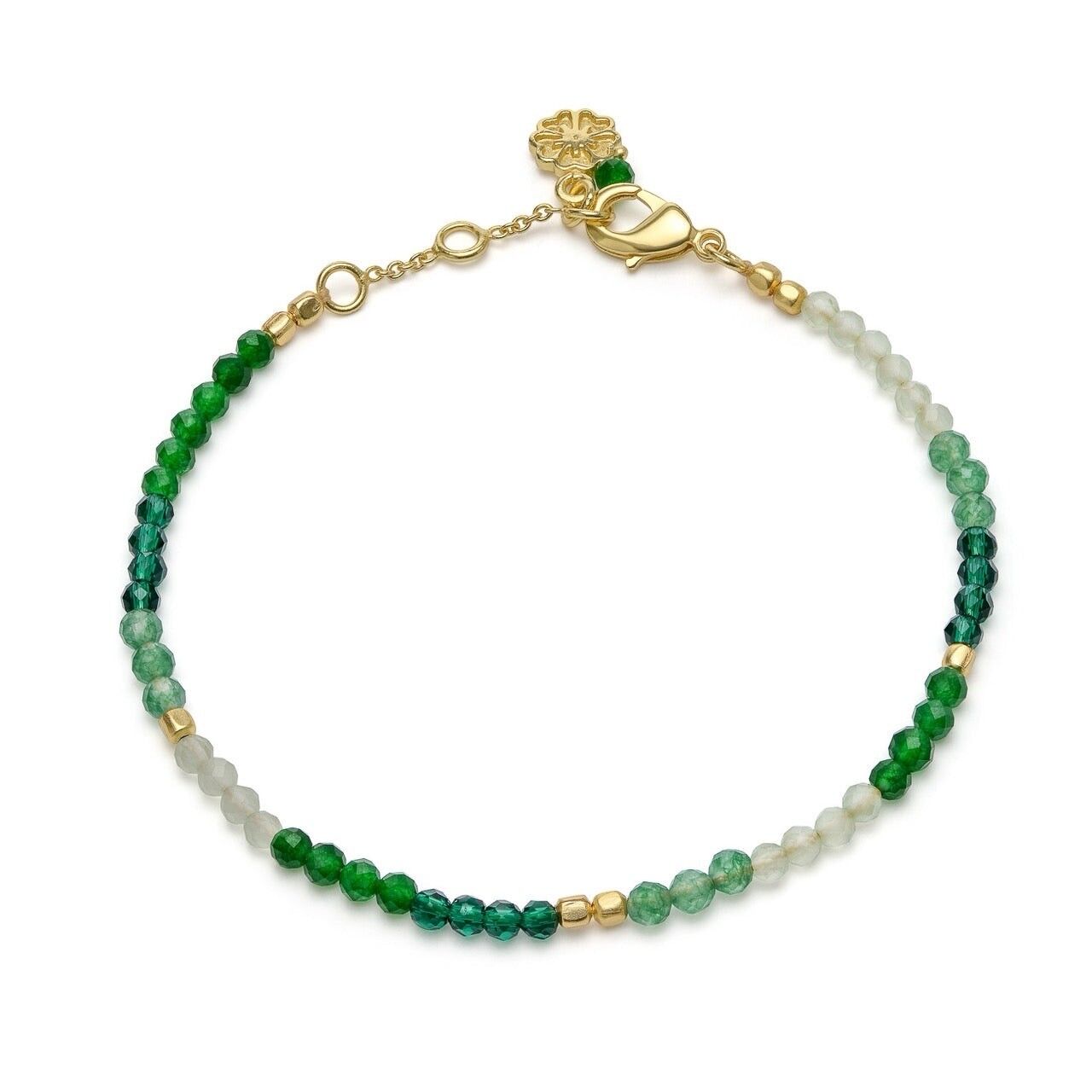 AZUNI Milos Mixed Gemstone Beaded Bracelet  Prehnite, Moss Agate & Green Aventurinez with Gift Box