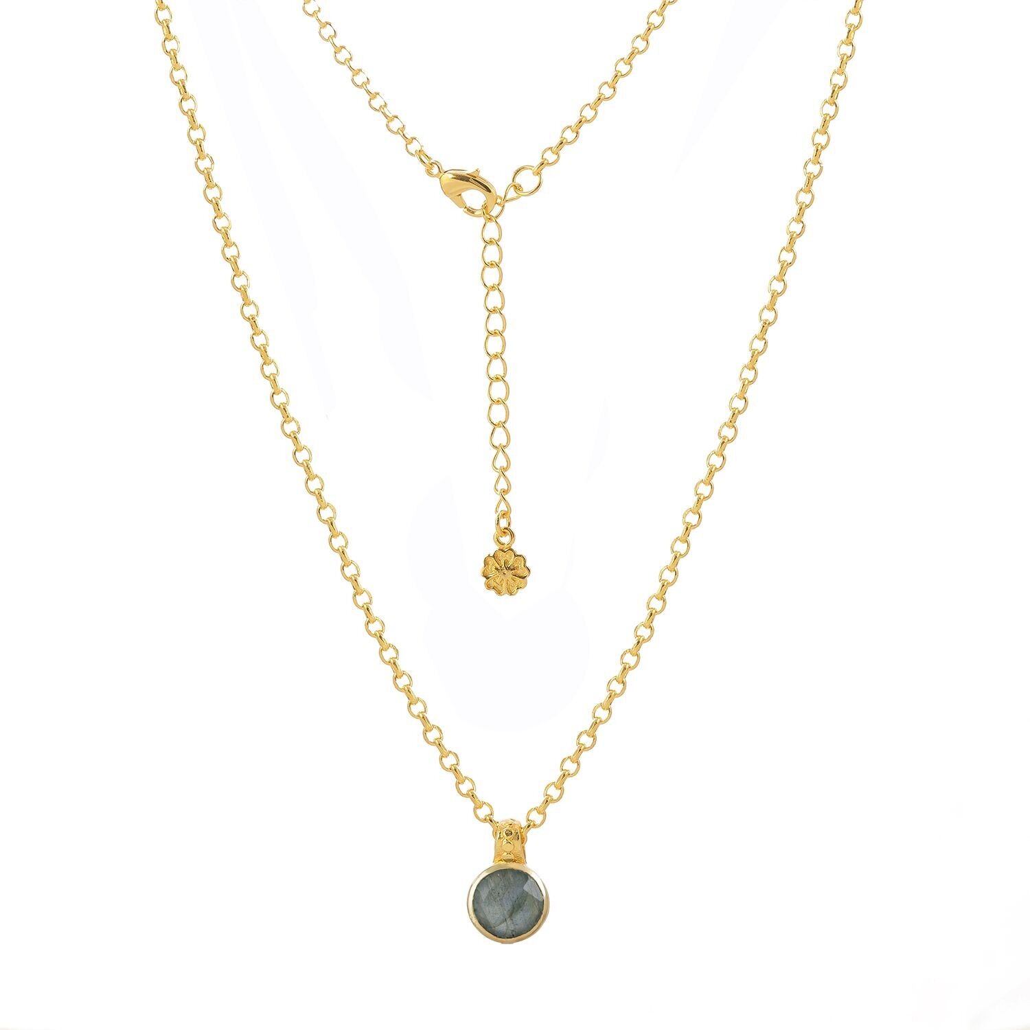 AZUNI Charis Runde Edelsteinkette Labradorit mit Geschenkbox