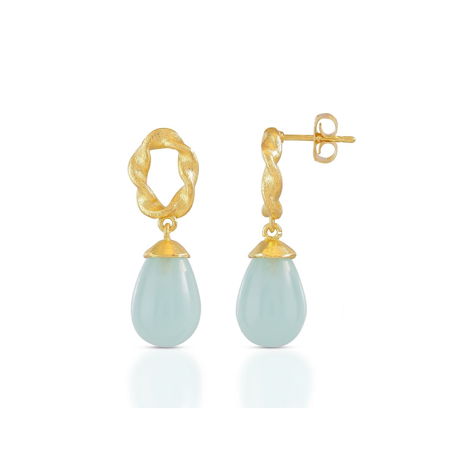 AZUNI Moirai Ohrringe mit gedrehten Schlaufen aus Pariba-Onyx, inklusive Geschenkbox