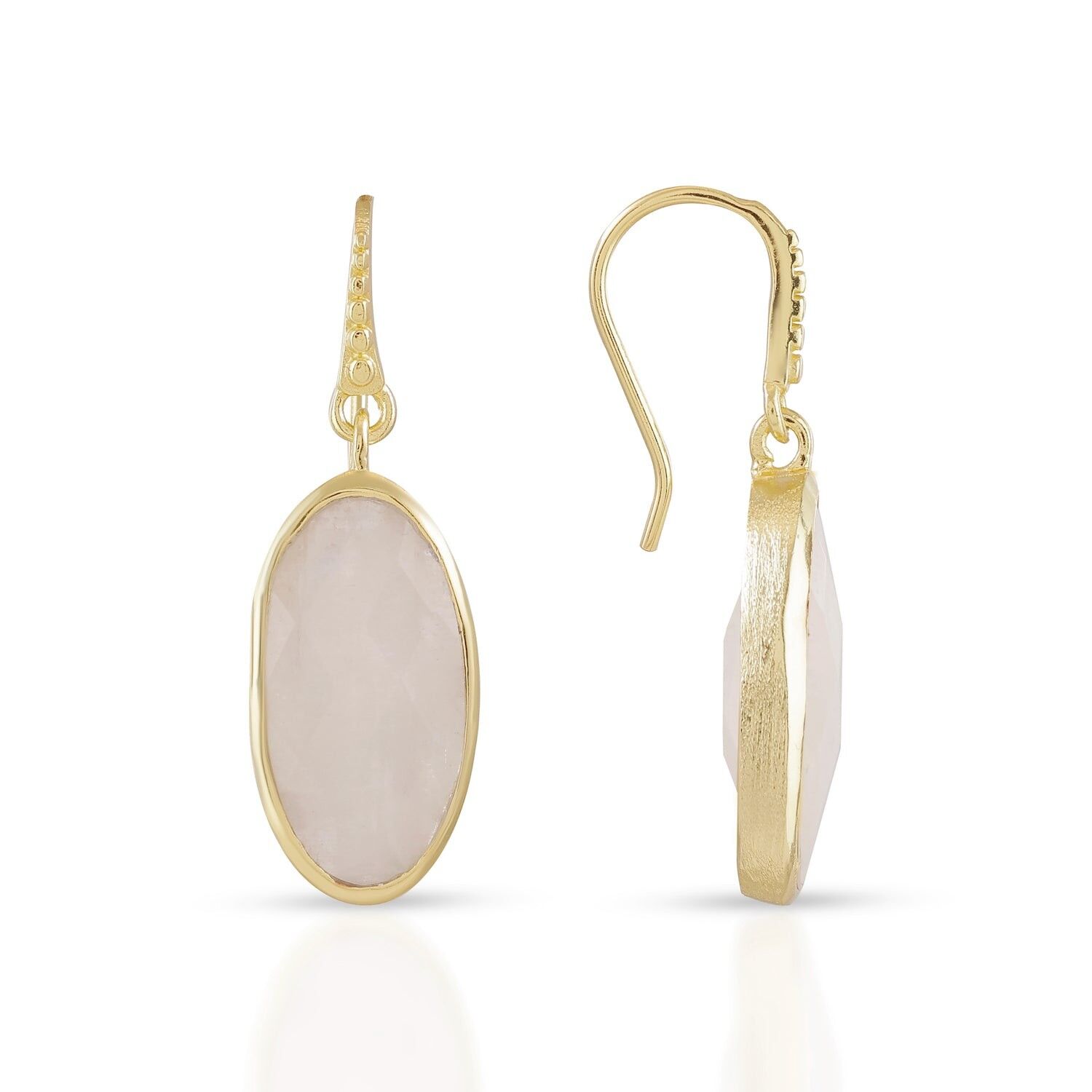 Boucles d'oreilles ovales Charis en pierre de lune AZUNI avec coffret cadeau