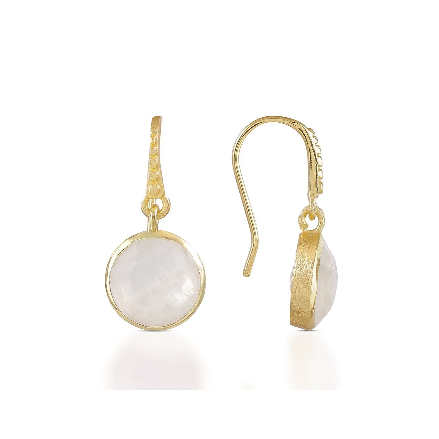 AZUNI Charis Runde Edelstein-Ohrringe Moonstonez mit Geschenkbox