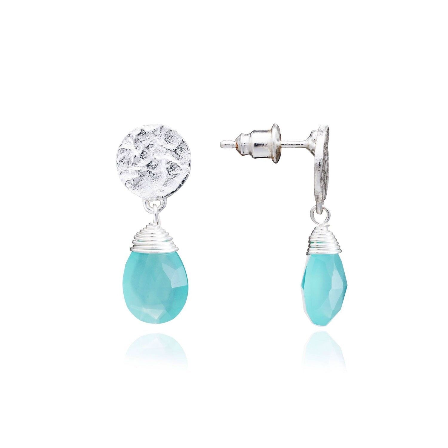 Orecchini pendenti AZUNI Classic Athena: argento, Aqua Pariba e onice con confezione regalo