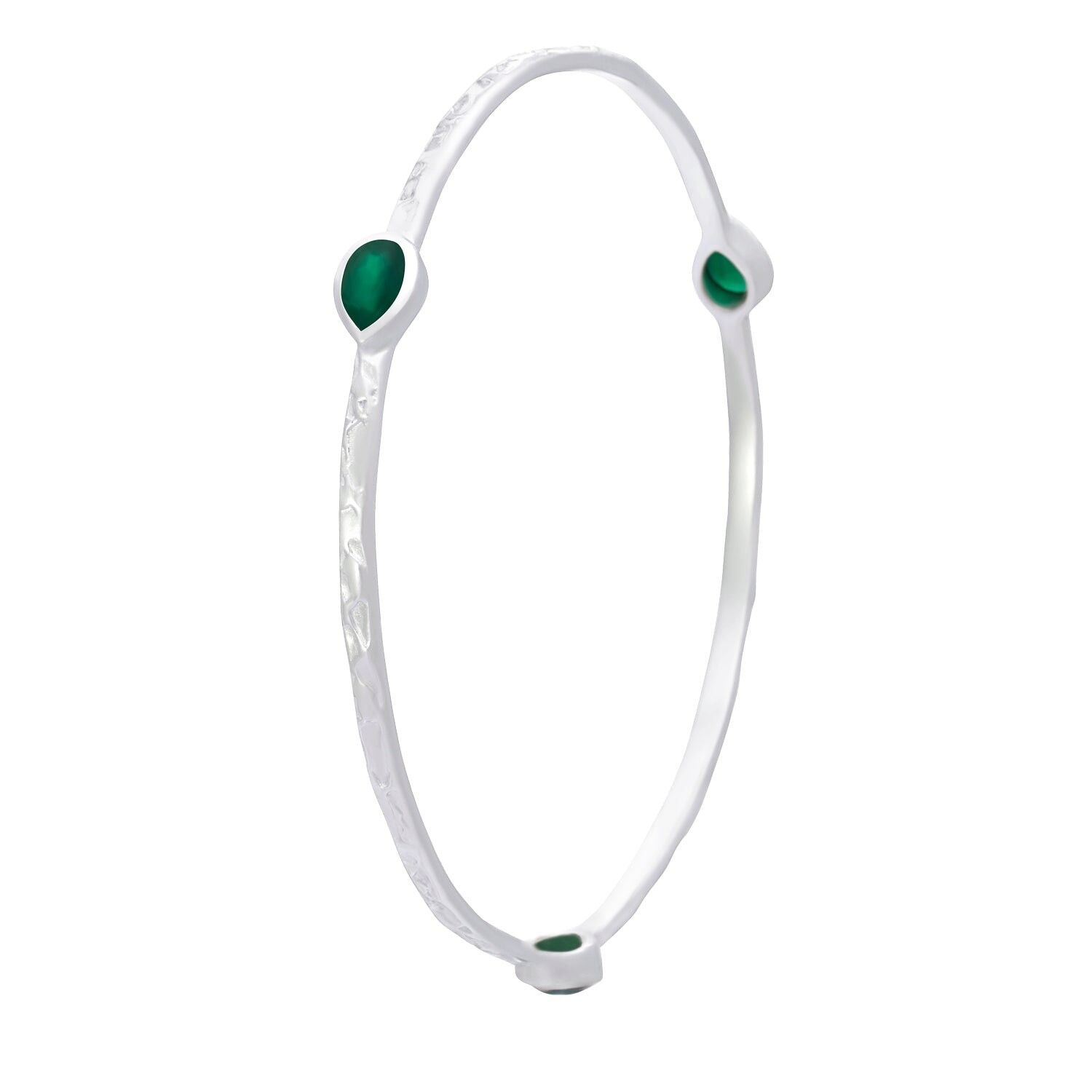 Bracciale AZUNI Simi con tre pietre impilabili: argento e onice verde con confezione regalo