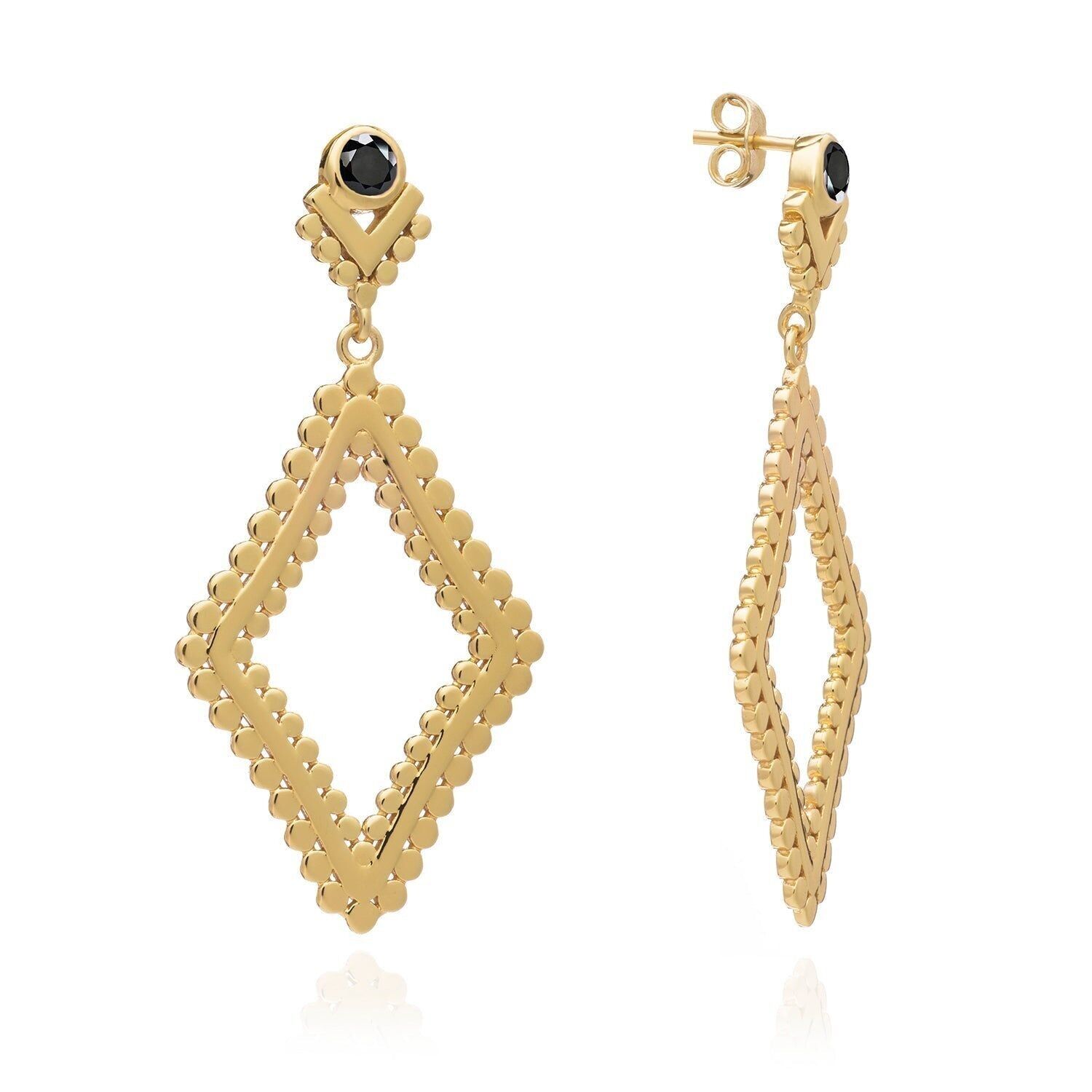 Orecchini a cerchio con diamanti AZUNI Etrusca: onice nero con confezione regalo