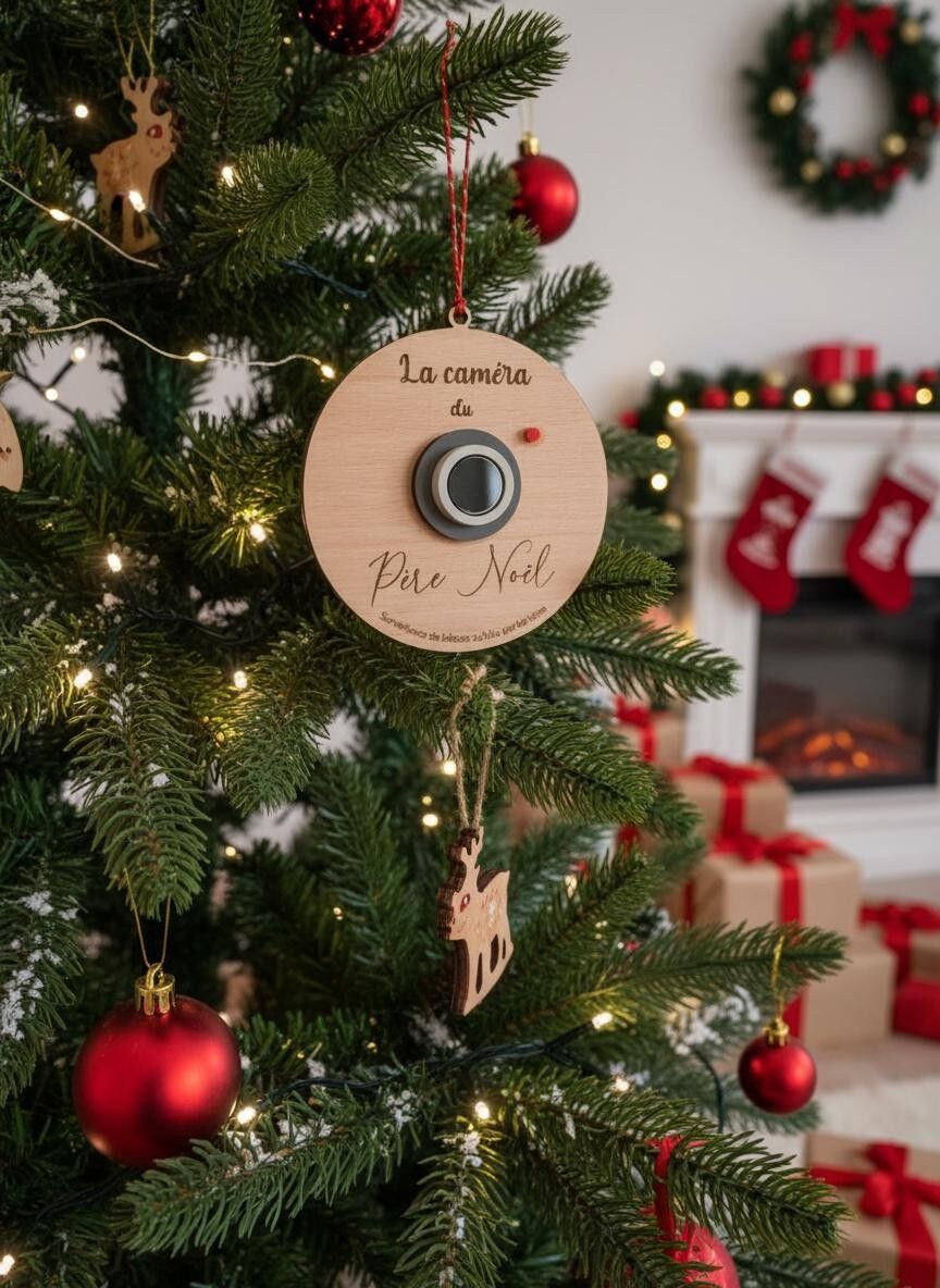 Personalisierte Weihnachtskugel „Santas Kamera“