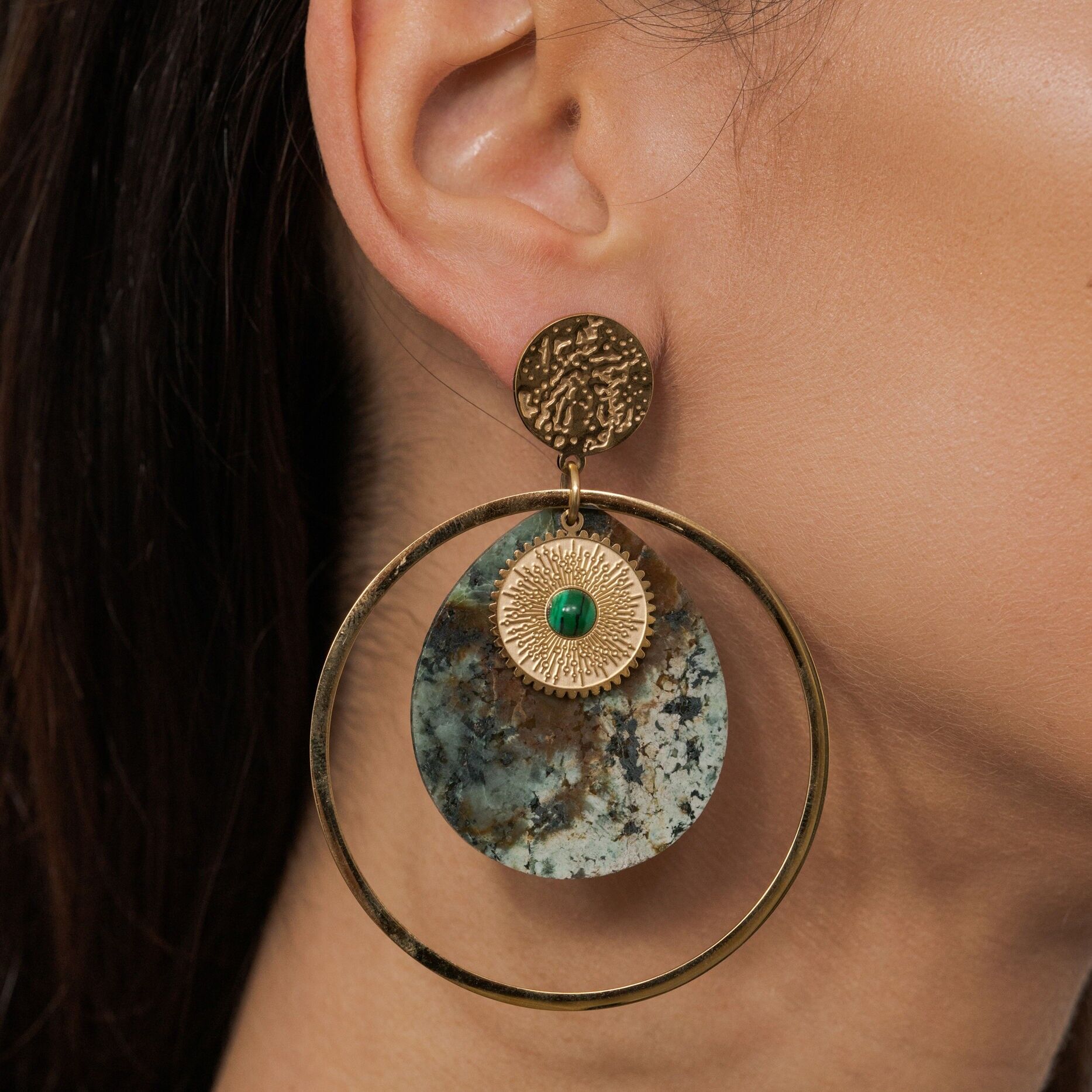 Natural stone drop earrings