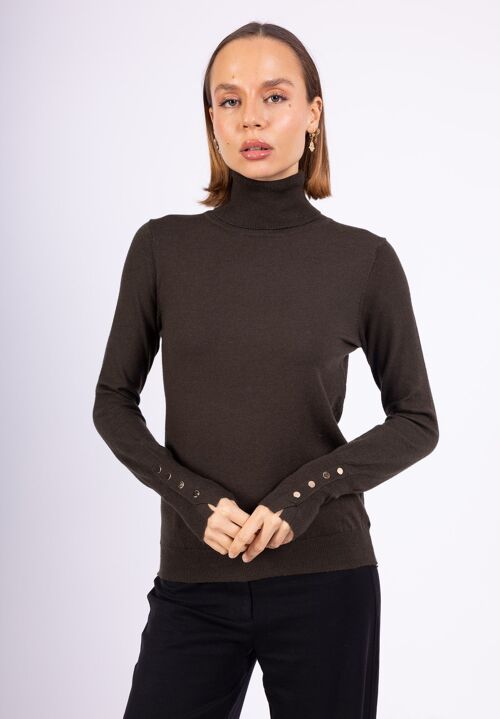 Pull Col Roulé Basique – L'Essentiel Chaud avec Détails Boutonnés Raffinés
