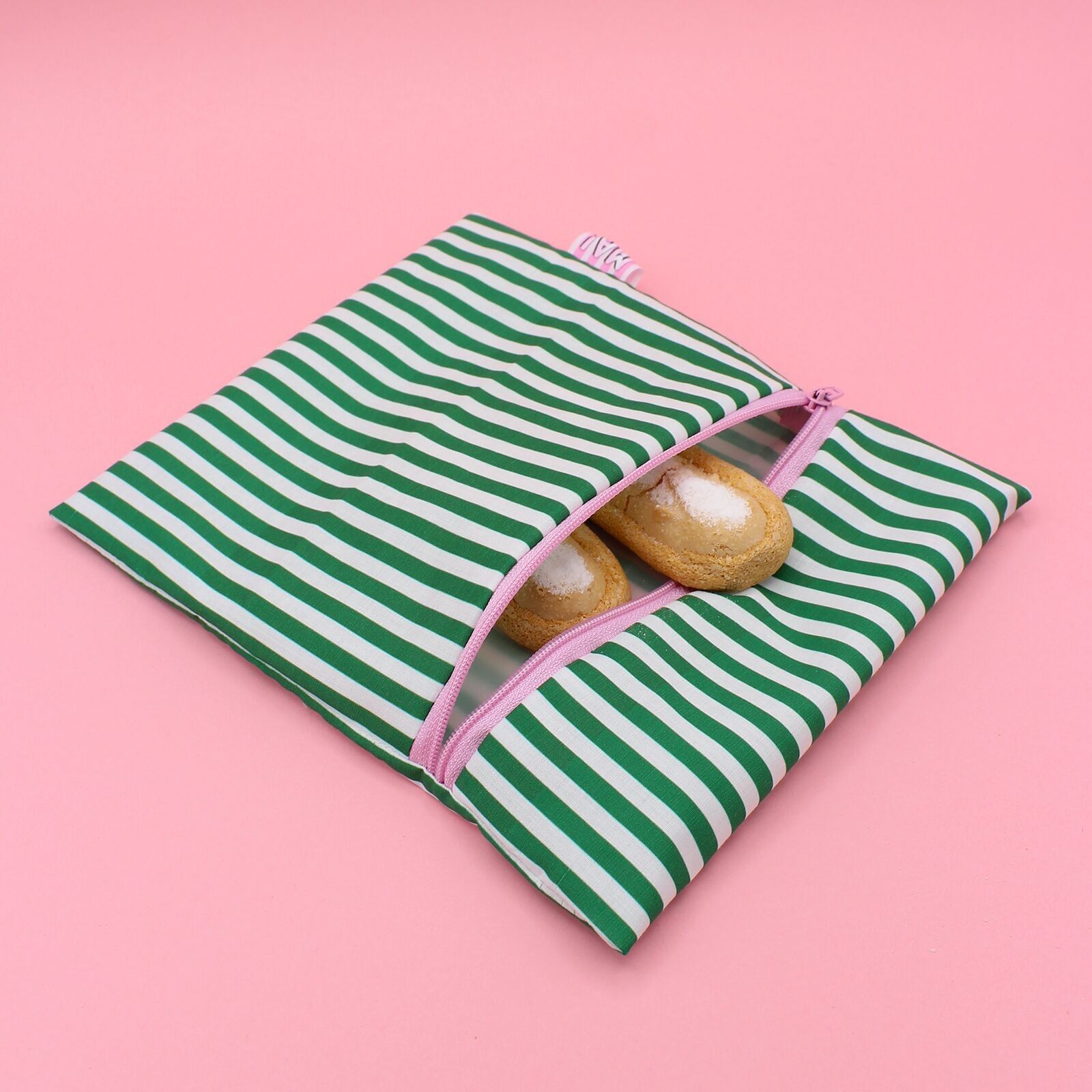 Pochette à goûter - rayures vertes